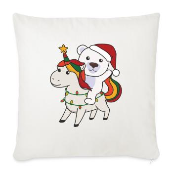 Licorne de Noël Ours polaire Joyeux Noël Licorne - Housse de coussin décorative 45 x 45 cm - blanc nature - Devant