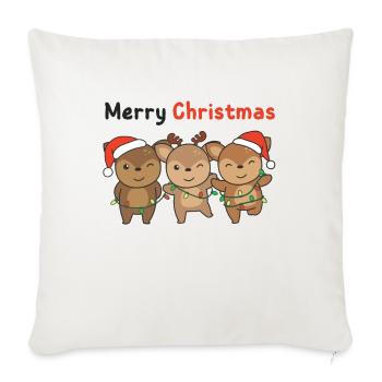 Cerf Noël Animaux Mignon Cerf Joyeux Noël - Housse de coussin décorative 45 x 45 cm - blanc nature - Devant