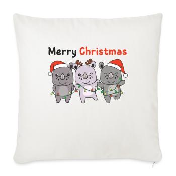 Rhino Joyeux Noël Animaux mignons - Housse de coussin décorative 45 x 45 cm - blanc nature - Devant