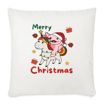 Noël Axolotl Joyeux Noël Licorne - Housse de coussin décorative 45 x 45 cm - blanc nature - Devant