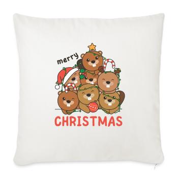 Castor Arbre de Noël Joyeux Noël - Housse de coussin décorative 45 x 45 cm - blanc nature - Devant