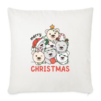 Arbre de Noël de l’ours polaire Joyeux Noël - Housse de coussin décorative 45 x 45 cm - blanc nature - Devant