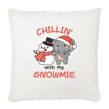 Elephant Chillin avec mon bonhomme de neige - Housse de coussin décorative 45 x 45 cm - blanc nature - Devant