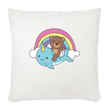 Narwhal Bear Ocean Unicorn kawaii Rainbow - Housse de coussin décorative 45 x 45 cm - blanc nature - Devant