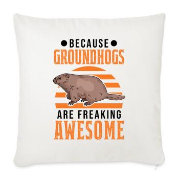 Marmotte Jour de la marmotte Marmotte forestière - Housse de coussin décorative 45 x 45 cm - blanc nature - Devant