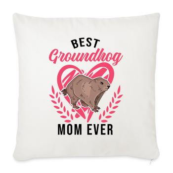 Murmeltier Maman Marmotte Maman Woodchuck - Housse de coussin décorative 45 x 45 cm - blanc nature - Devant
