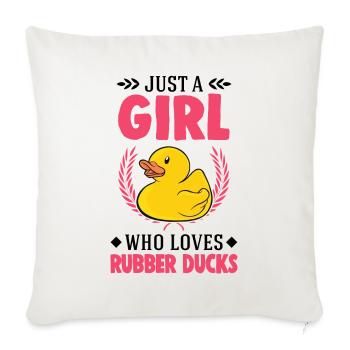 Canard en caoutchouc Fille Canard couinant Canard de bain - Housse de coussin décorative 45 x 45 cm - blanc nature - Devant