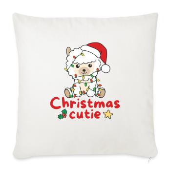 Alpaga Noël Alpagas Noël Cutie - Housse de coussin décorative 45 x 45 cm - blanc nature - Devant