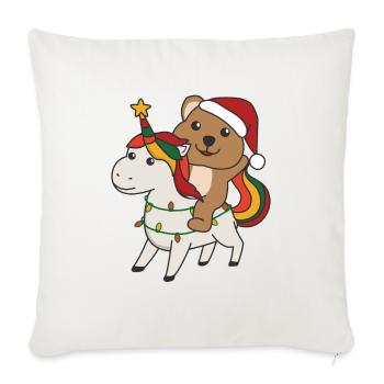 Licorne de Noël Quokka Joyeux Noël Licorne - Housse de coussin décorative 45 x 45 cm - blanc nature - Devant
