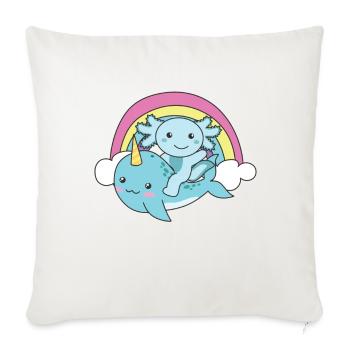 Narval Axolotl Ocean Unicorn kawaii Arc-en-ciel - Housse de coussin décorative 45 x 45 cm - blanc nature - Devant