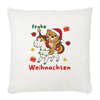 Licorne de Noël Castor Joyeux Noël Licorne - Housse de coussin décorative 45 x 45 cm - blanc nature - Devant