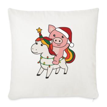 Cochon de Noël Joyeux Licorne de Noël - Housse de coussin décorative 45 x 45 cm - blanc nature - Devant