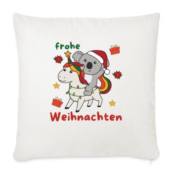 Weihnachts Einhorn Koala frohe Weihnachten Einhorn - Sofakissenbezug 45 x 45 cm - Naturweiß  - Vorne