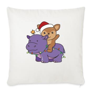 Noël Hippopotames Cerf Joyeux Noël Cerf-hippopotame - Housse de coussin décorative 45 x 45 cm - blanc nature - Devant