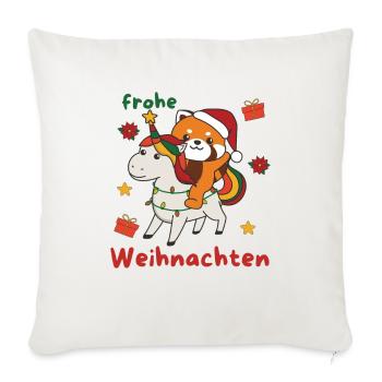 Weihnachts Roter Panda frohe Weihnachten Einhorn - Sofakissenbezug 45 x 45 cm - Naturweiß  - Vorne