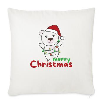 ours polaire joyeux noël animaux d’hiver ours polaires - Housse de coussin décorative 45 x 45 cm - blanc nature - Devant