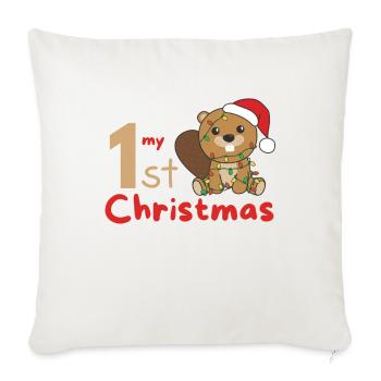 Castor Noël Castor Mon 1er Noël - Housse de coussin décorative 45 x 45 cm - blanc nature - Devant