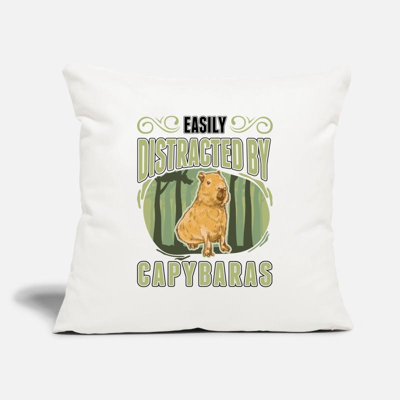 Facilement distrait par Capybaras Housse de coussin décorative 45 x 45 cm