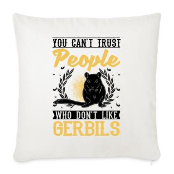 Gerbil Geschenk Mongolische Rennratte Rennmaus - Sofakissenbezug 45 x 45 cm - Naturweiß  - Vorne