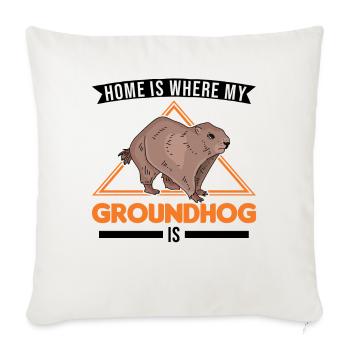 Groundhog Home Groundhog Day Marmot - Sofa pillowcase 17,3'' x 17,3'' (45 x 45 cm) - natural white - Front