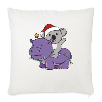 Noël Hippopotame Koala Joyeux Noël Hippopotame - Housse de coussin décorative 45 x 45 cm - blanc nature - Devant