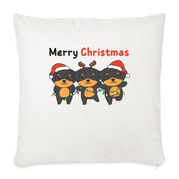 Rottweiler Joyeux Noël mignons chiens - Housse de coussin décorative 45 x 45 cm - blanc nature - Devant