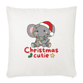 Éléphant de Noël Éléphant Mignon de Noël - Housse de coussin décorative 45 x 45 cm - blanc nature - Devant