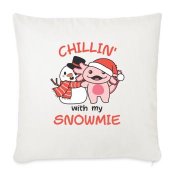 Axolotl Chillin avec mon schneemann snowmie - Housse de coussin décorative 45 x 45 cm - blanc nature - Devant