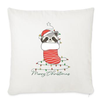 Raccoon Christmas Snow Winter Raccoons - Sofa pillowcase 17,3'' x 17,3'' (45 x 45 cm) - natural white - Front