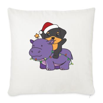 Christmas Hippo Rottweiler Merry Christmas Dog - Sofa pillowcase 17,3'' x 17,3'' (45 x 45 cm) - natural white - Front
