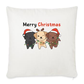 Labrador Joyeux Noël mignons chiens - Housse de coussin décorative 45 x 45 cm - blanc nature - Devant