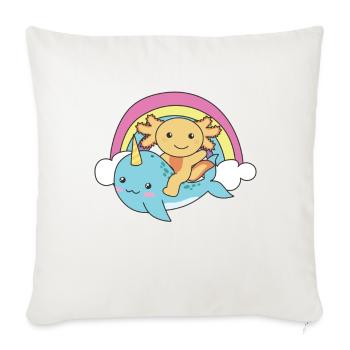 Narval Axolotl Ocean Unicorn kawaii Arc-en-ciel - Housse de coussin décorative 45 x 45 cm - blanc nature - Devant