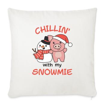 Pig Chillin avec mon bonhomme de neige - Housse de coussin décorative 45 x 45 cm - blanc nature - Devant
