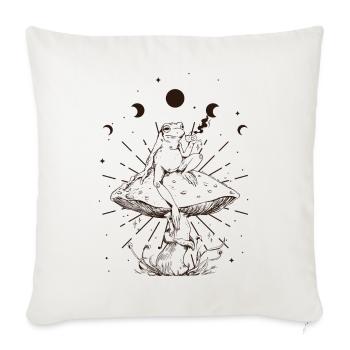 Cottagecore Aesthetic Moon Phases Grenouille Siroter du thé - Housse de coussin décorative 45 x 45 cm - blanc nature - Devant