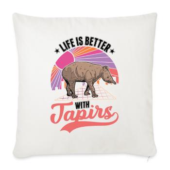 La vie est meilleure avec un tapir - Housse de coussin décorative 45 x 45 cm - blanc nature - Devant