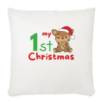 Deer Christmas Reh my 1st Christmas - Sofa pillowcase 17,3'' x 17,3'' (45 x 45 cm) - natural white - Front