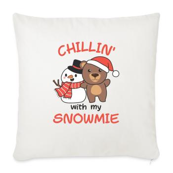 Bear Chillin with my snowmie snowman - Sofa pillowcase 17,3'' x 17,3'' (45 x 45 cm) - natural white - Front