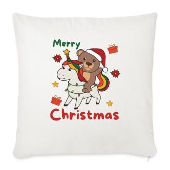 Licorne de Noël Ours Joyeux Noël Licorne - Housse de coussin décorative 45 x 45 cm - blanc nature - Devant
