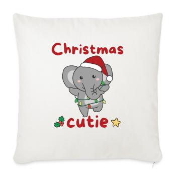 Éléphant de Noël Éléphant Mignon de Noël - Housse de coussin décorative 45 x 45 cm - blanc nature - Devant