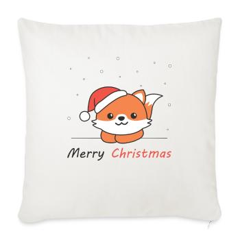 Renard Noël Neige Hiver Animaux Renard - Housse de coussin décorative 45 x 45 cm - blanc nature - Devant