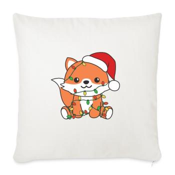 Renard Noël Animaux d’hiver Renard - Housse de coussin décorative 45 x 45 cm - blanc nature - Devant