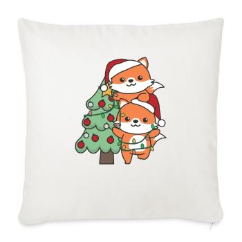 Fox Christmas Tree Christmas Animals Fox - Sofa pillowcase 17,3'' x 17,3'' (45 x 45 cm) - natural white - Front