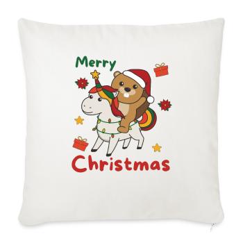 Licorne de Noël Castor Joyeux Noël Licorne - Housse de coussin décorative 45 x 45 cm - blanc nature - Devant