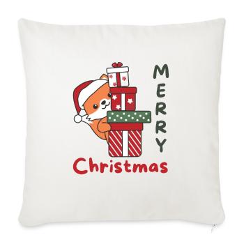 Renard cadeau de Noël animaux d’hiver renard - Housse de coussin décorative 45 x 45 cm - blanc nature - Devant