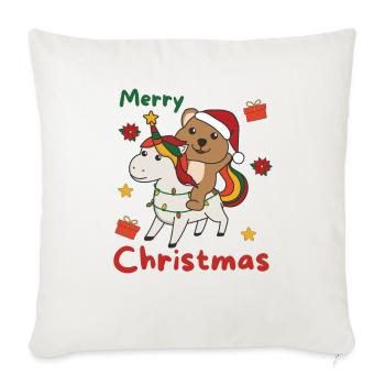 Licorne de Noël Quokka Joyeux Noël Licorne - Housse de coussin décorative 45 x 45 cm - blanc nature - Devant