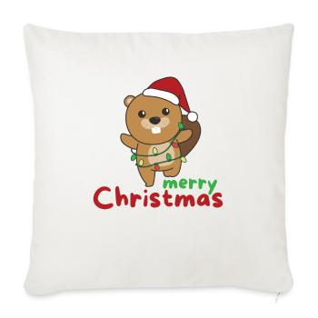 Beaver Merry Christmas Winter Animals Beaver - Sofa pillowcase 17,3'' x 17,3'' (45 x 45 cm) - natural white - Front