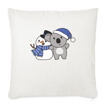Koala avec bonhomme de neige en hiver pour Noël - Housse de coussin décorative 45 x 45 cm - blanc nature - Devant