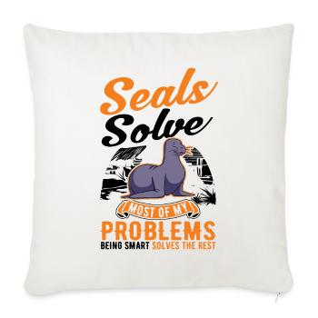 Cadeau de phoque Lion de mer Phoque Lion de mer - Housse de coussin décorative 45 x 45 cm - blanc nature - Devant