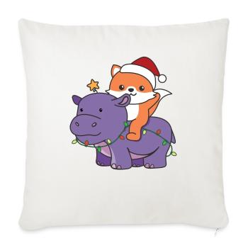 Christmas Hippo Fox Merry Christmas Hippo - Sofa pillowcase 17,3'' x 17,3'' (45 x 45 cm) - natural white - Front