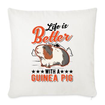 La vie est meilleure avec un cochon d’Inde - Housse de coussin décorative 45 x 45 cm - blanc nature - Devant